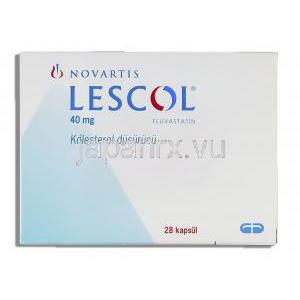 レスコール Lescol, ローコール ジェネリック, フルバスタチン 40mg (Novartis) 箱