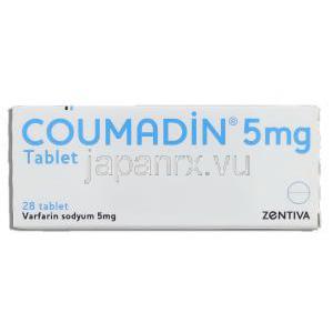 クーマディン Coumadin, ワーファリンジェネリック, ワルファリン 5mg 錠 (Zentiva) 箱
