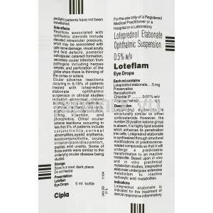 エタボン酸ロテプレドノール（ロテマックス ジェネリック）, Loteflam, 0.5%  点眼薬 (Cipla) 情報シー