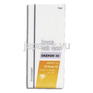オケロン Okeron, サンドスタチン ジェネリック, オクトレオチド酢酸塩  50mcg 注射 (Wockhardt) 箱