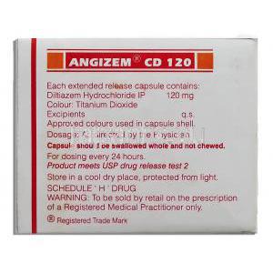 アンジゼム CD Angizem CD, ジルチアゼム XR 12mg （Sun Pharma） 成分