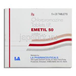 エメティル Emetil, ウインタミン ジェネリック, クロルプロマジン 50mg 錠 (LA Pharma) 箱