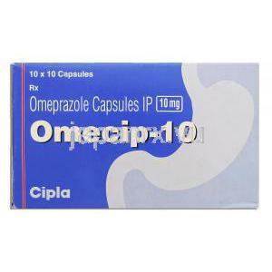 オメシップ Omecip, オメプラゾール , 10mg カプセル (Cipla) 箱