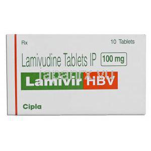 ラミブジン(エピビル/ ゼフィックスジェネリック), Lamivir HBV, 100mg 錠 (Cipla) 箱