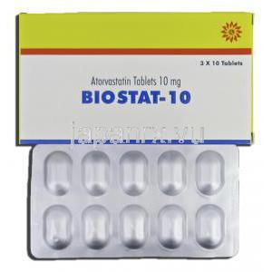 バイオスタット-10 BioStat-10, リピトール ジェネリック, アトルバスタチン, 10mg, 錠