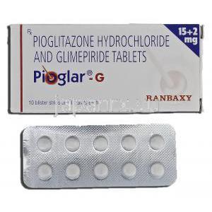 ピオグラーG Pioglar-G, アクトス GF ジェネリック, ピオグリタゾン・グリメピリド , 15mg 錠