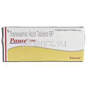 ポーズ500 Pause-500, シクロカプロン  ジェネリック, トラネキサム酸, 500mg, 錠 箱