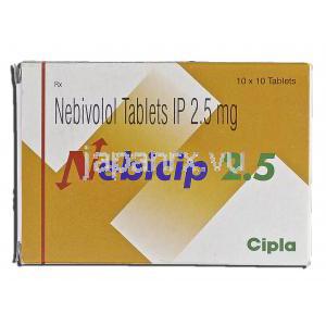 ネビシップ2.5 Nebicip 2.5, ネビレット ジェネリック,ネビボロール 2.5 mg, 錠 箱