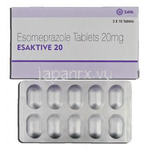 エサクティブ20 Esaktive 20, ネキシウム ジェネリック, エメプラゾール, 20mg, 錠
