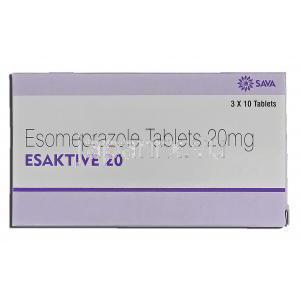 エサクティブ20 Esaktive 20, ネキシウム ジェネリック, エメプラゾール, 20mg, 錠 箱
