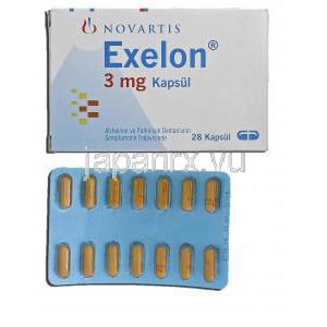 エクセロン Exelon, リバスチグミン水素酒石酸塩 3mg, カプセル 包装