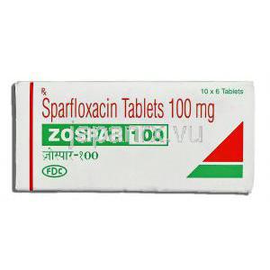 ゾスパー Zospar, スパラ ジェネリック, スパルフロキサシン 100mg 錠 (FDC) 箱