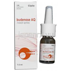水溶性ブテソニド,  Budenase AQ, 150 mdi 100マイクログラム   点鼻液噴霧用 (Cipla)