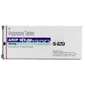 アリップMT30 Arip MT 30, アビリファイ ジェネリック, アリピプラゾール 30mg, 錠 箱