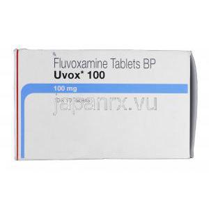 ユーボックス100 Uvox 100, ルボック ジェネリック, フルボキサミンマイレン酸塩, 100mg, 錠 箱