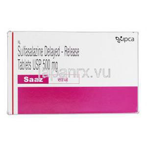 サーズDR Saaz DR, アザルフィジン ジェネリック, スルファサラジン DR 500mg, 錠 箱