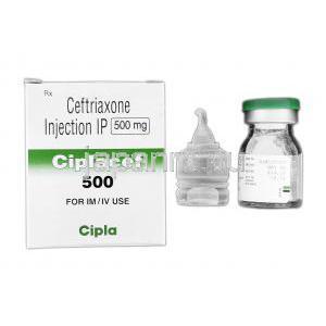 シプラセフ500 Ciplacef 500, ロセフィン ジェネリック, セフトリアキソン, 500 mg, 注射, 箱・ボトル