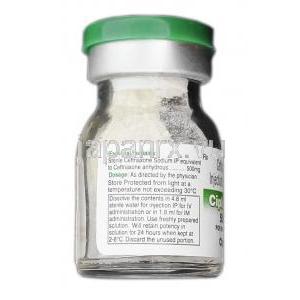 シプラセフ500 Ciplacef 500, ロセフィン ジェネリック, セフトリアキソン, 500 mg, 注射, ボトル記載情報