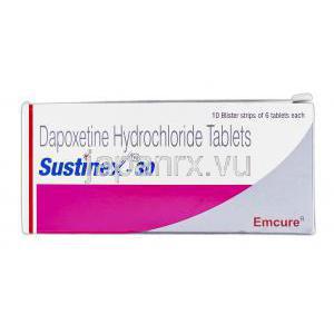 サスティネックス-30 Sustinex-30, プリリジー ジェネリック, ダポキセチン, 30 mg, 錠, 箱