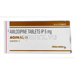 アジナル-5 Aginal-5, ノルバスク・アムロジン ジェネリック, 5 mg, 錠, 箱