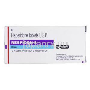 レスピドン-3 Respidon-3, リスパダール ジェネリック, リスペリドン, 3mg, 錠, 箱