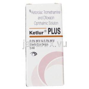 ケトロラクトロメタミン / フロキサシン, Ketlur  Plus, 0.5% w/v 点眼薬 (Sun Pharma) 箱