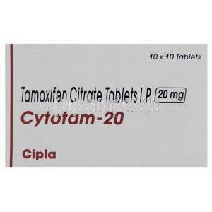 サイトタム Cytotam, ノルバデックス ジェネリック, タモキシフェン 20mg 錠 (Cipla) 箱