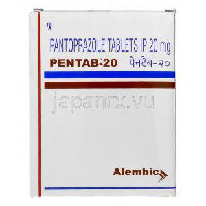 ペンタブ20 Pentab 20, プロトニックス ジェネリック, パントプラゾール 20 mg 錠, 箱