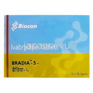 Bradia-5　ブラディア、ジェネリックコララン、イバブラジン5mg　箱