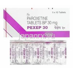 パキセル　Pexep30、ジェネリックパキシル、パロキセチン塩酸塩30mg