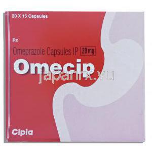 オメシップ Omecip, オメプラゾール , 20mg カプセル (Cipla)