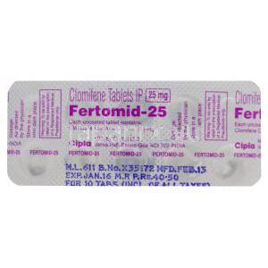ファートミド-25, クロミドジェネリック,  クロミフェンクエン酸 25mg 錠　シート　製品情