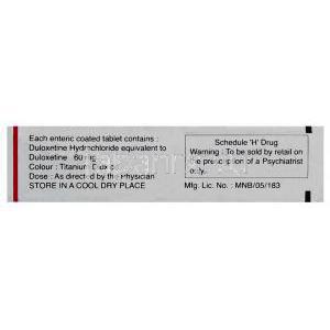 デュロキセチン (サインバルタジェネリック), Symbal   60 mg 情報