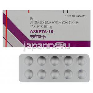 アゼプタ Axepta, ストラテラ ジェネリック, アトモキセチン 10mg 錠 (Intas)