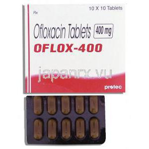 オフロックス Oflox, タリビッド ジェネリック, オフロキサシン 400mg 錠 (Protec/Cipla)