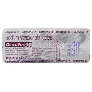 オステオフォス, アレンドロン酸ナトリウム10 mg パッケージ裏面