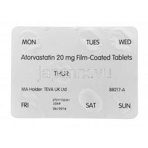 アトルバスタチン　20 mg　ブリスターパック情報