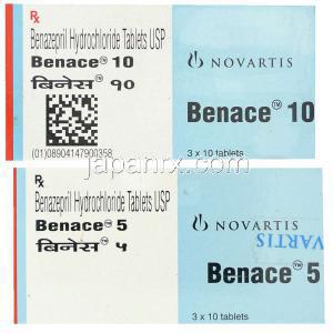 ベネース, 塩酸ベナゼプリル, 5mg /10mg 錠  (Novartis) 箱