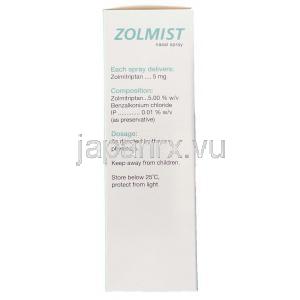 ゾルミストスプレー式点鼻薬, ゾルミトリプタン  5mg 0.7ml  点鼻液噴霧用 (Cipla) 成分
