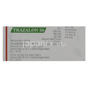 トラザロン, 塩酸トラゾドン 箱 製造業者 data