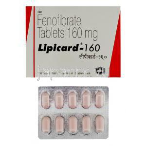 フェノフィブラート  160 mg Lipicard USV  錠and箱