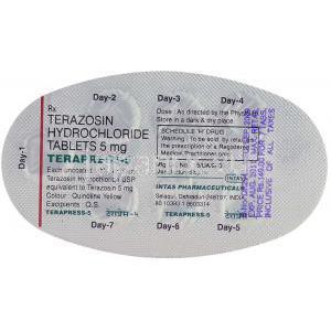テラプレス, テラゾシン 2mg 錠 (Abbott India) 包装裏面