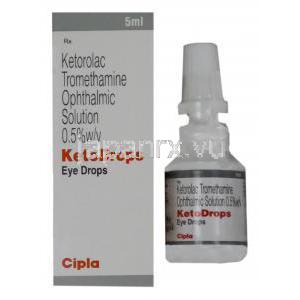 ケトロラック・トロメタミン（アキュラージェネリック）, Keto Drops,  0.5% 5ml 点眼薬(Cipla)