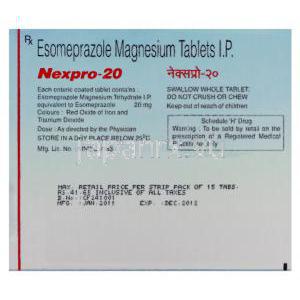 ネクスプロ, エソメプラゾール 20 mg