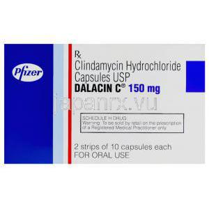 ダラシン, クリンダマイシン150 mgカプセル箱 注意