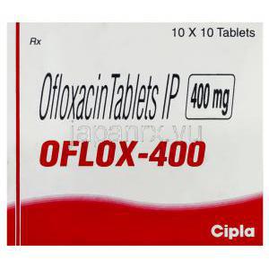 オフロックス Oflox, タリビッド ジェネリック, オフロキサシン 400mg 錠 (Protec/Cipla) 箱