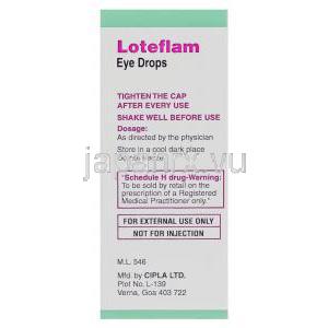 エタボン酸ロテプレドノール（ロテマックス ジェネリック）, Loteflam, 0.5%  点眼薬 (Cipla) 使用注意