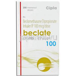 ベクロメタゾン, Beclate,100mcg 200md 吸入剤 (Cipla)