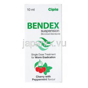 アルベンザ ジェネリック,Bendex,アルベンダゾール内服用懸濁液,製造元：Cipla,10mg,箱表面