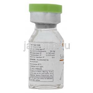 アミカシン（ビクリン ジェネリック）, Alfakim, 100mg 2ml 注射 (Ranbaxy) ボトル　注意書
